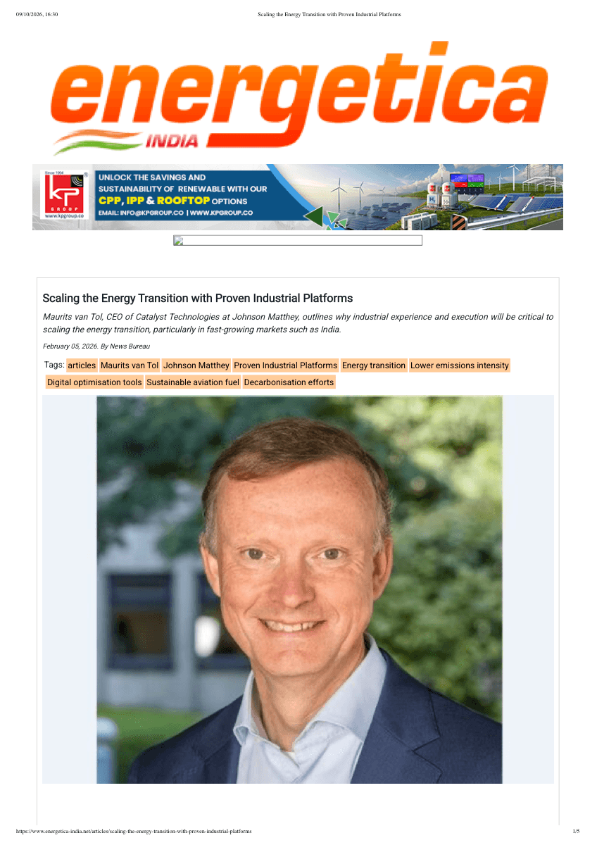 Scaling the Energy Transition with Proven Industrial Platforms