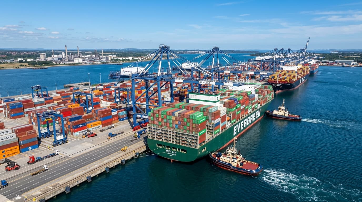 Port of Southampton container shipping docks and marine logistics facility