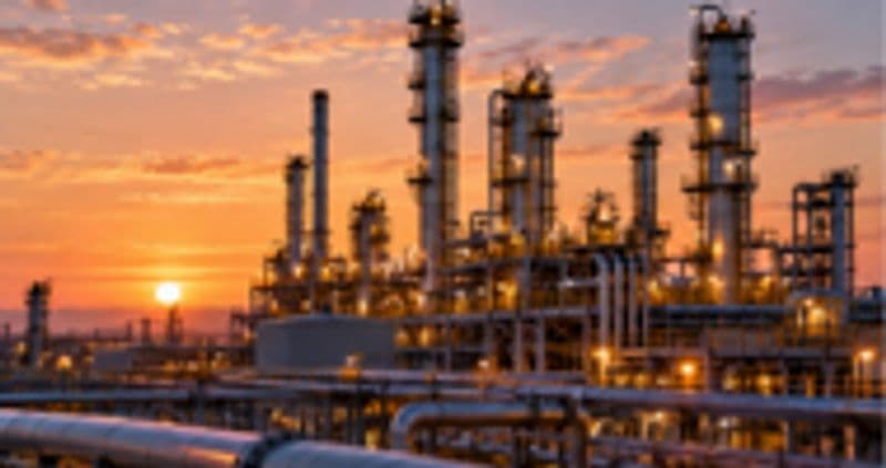 Oil, gas and refining industrial petrochemical refinery at sunset