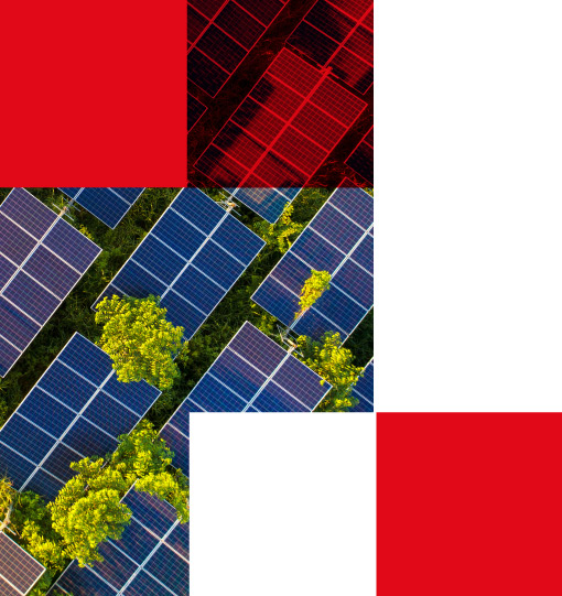 aerial view of solar farm with PV panels