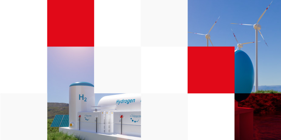 hydrogen gas solar panels and wind turbine